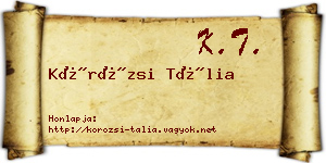Körözsi Tália névjegykártya